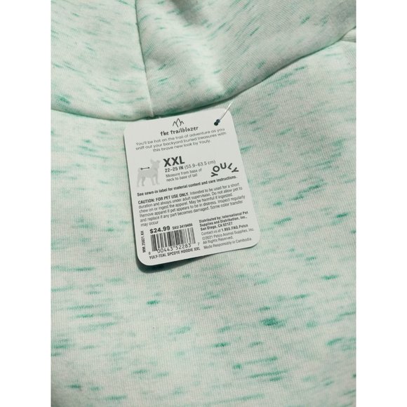YOULY Trailblazer Dog XXL Hoodie with Pocket Teal Space Dye New - Picture 3 of 3